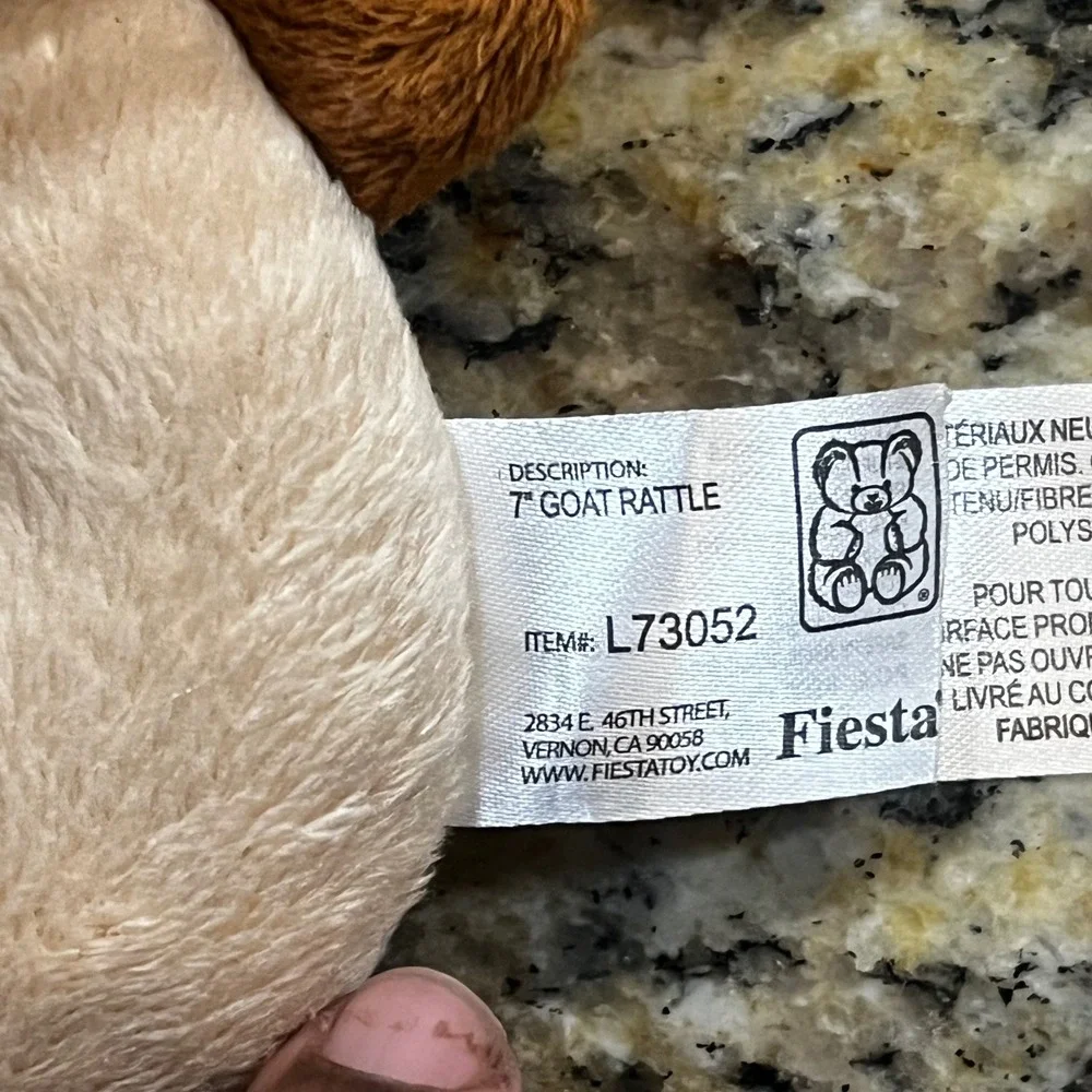 Fiesta 7 Inch‎ Goat Rattle Plush Tan Brown Stuffed Animal Baby Toy